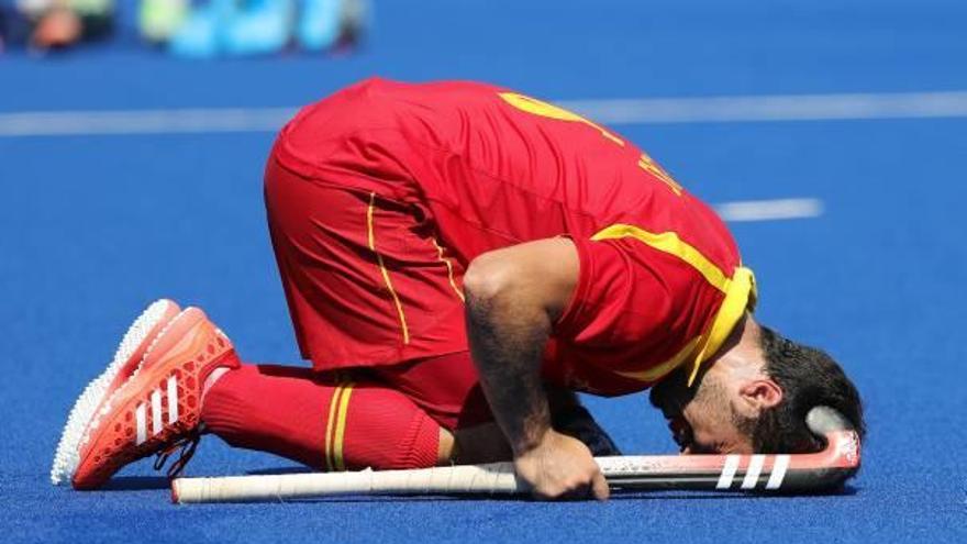 Un jugador de la selección española tras consumarse la derrota.