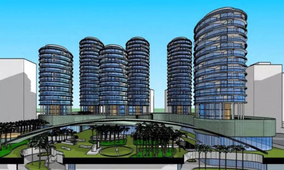 Simulación del proyecto urbanístico sobre el suelo de Mestalla presentado hace unos años