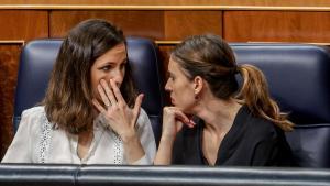 Irene Montero e Ione Belarra, este martes en el Congreso de los Diputados.