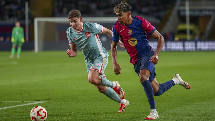 Lamine Yamal y Julián Álvarez en la ida de las semifinales de la Copa del Rey