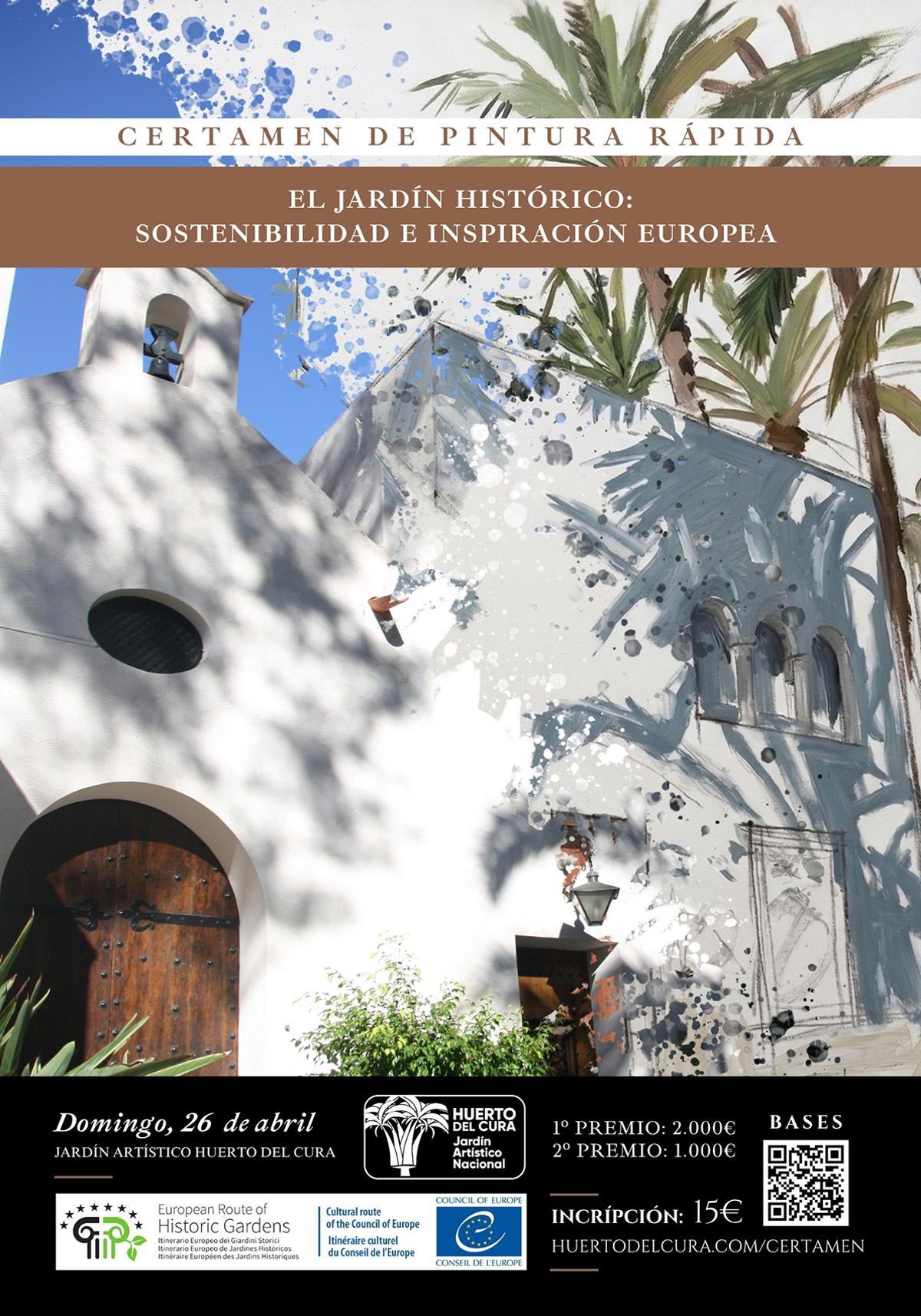 Cartel del certamen de pintura rápida en el jardín del Huerto del Cura de Elche