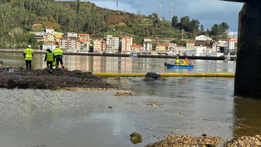 Obras de rehabilitación del puente de Ribadesella.