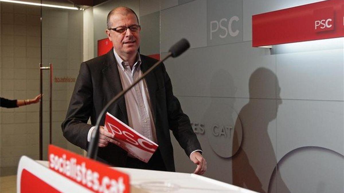 José Zaragoza, en una rueda de prensa en la sede del PSC.