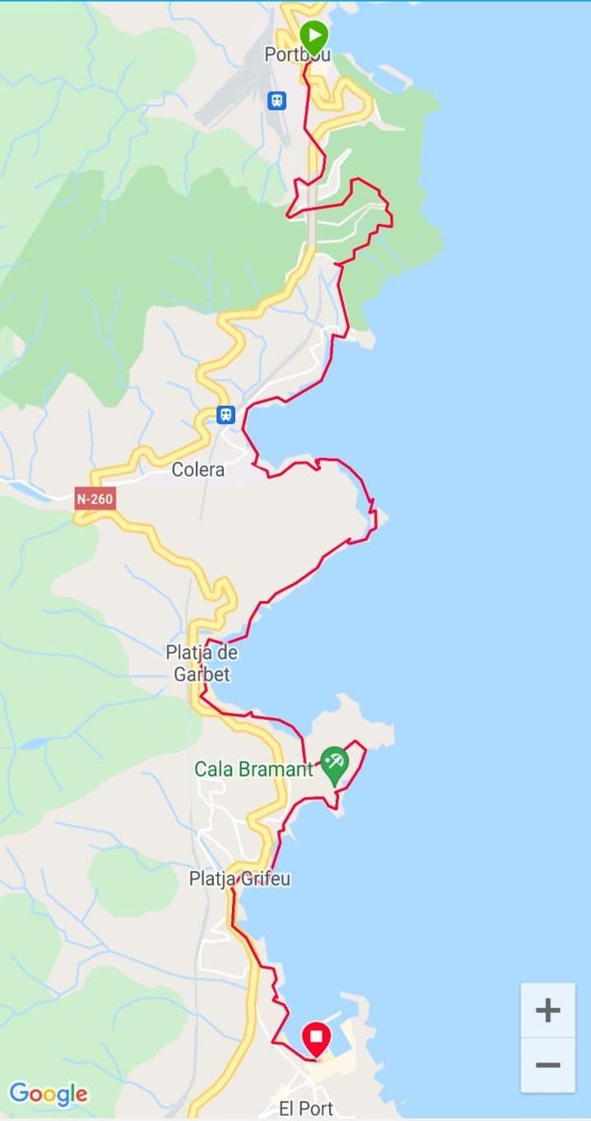 El recorregut pel litoral des de Portbou fins a Llançà.
