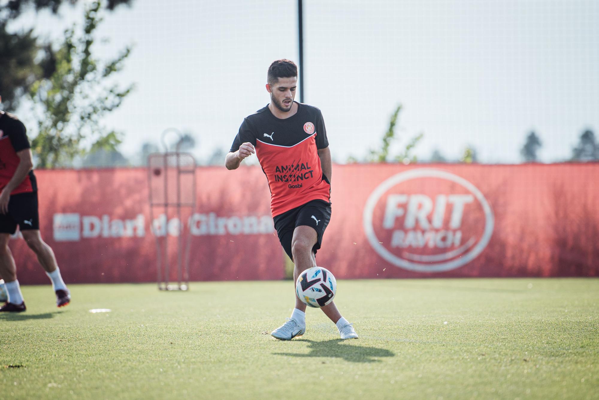 Primer entrenament amb el Girona de David López i Yan Couto