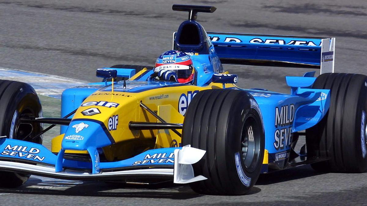Alonso en unos test de Renault en 2002