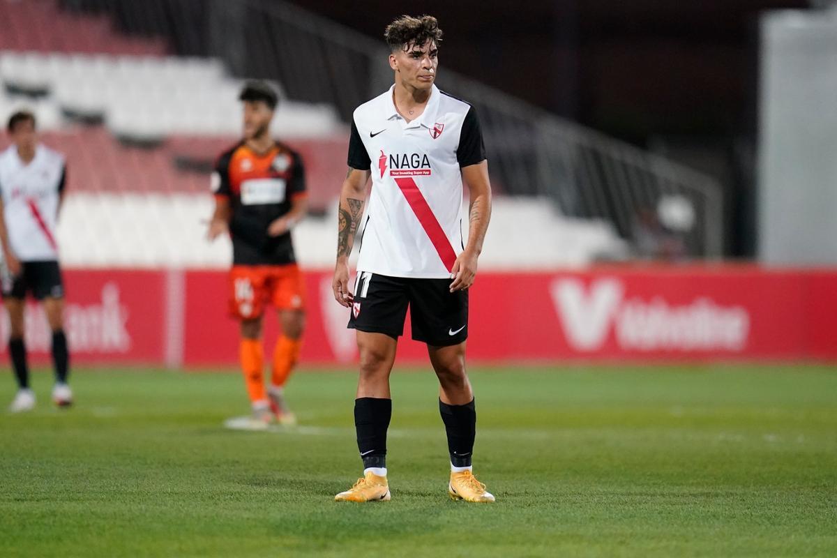 Isaac Romero, con el filial sevillista.