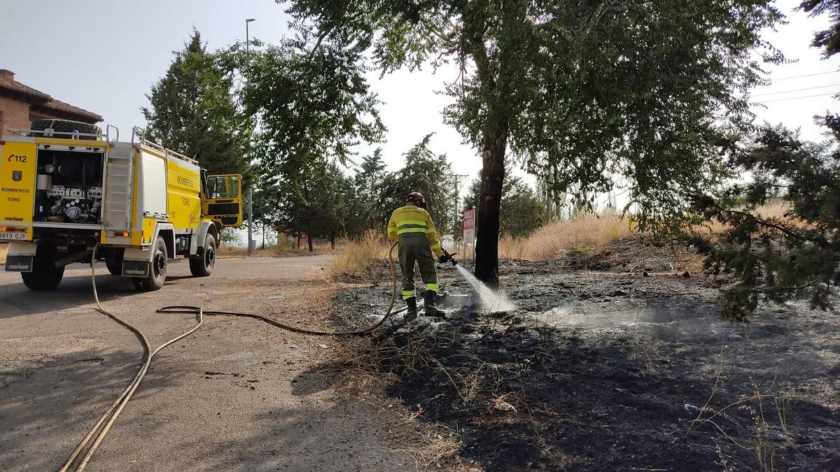 Extinguido un pequeño incendio de rastrojos en un solar de Toro.