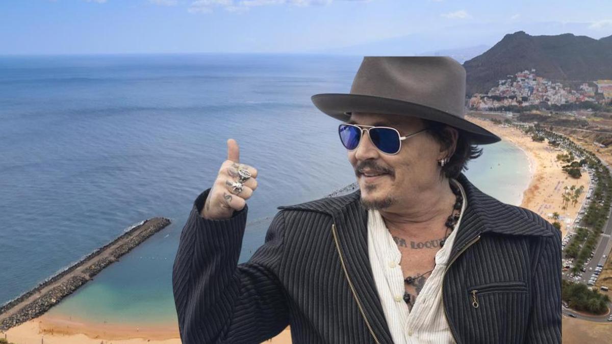 Montaje de Johnny Depp con Las Teresitas de fondo