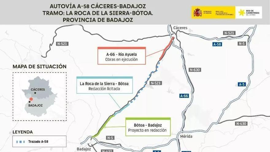 La autovía Badajoz-Cáceres avanza en el tramo entre Bótoa y La Roca de la Sierra