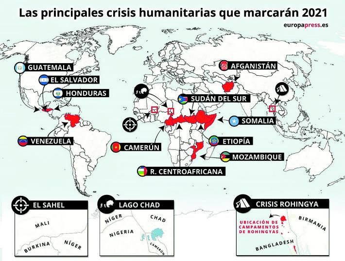 Principales crisis humanitarias que marcarán el 2021.