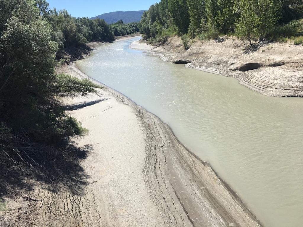 Cola del embalse de Barasona, en Graus, durante el día de hoy..