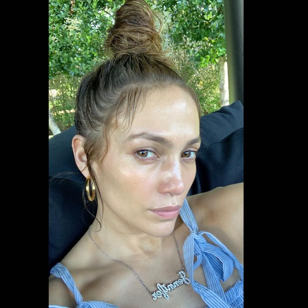 Jennifer Lopez sin maquillaje. Instagram @jlo