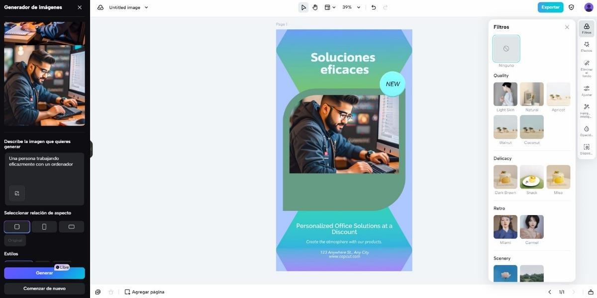 CapCut dispone de una herramienta de IA generativa