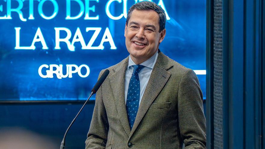 Intervención del presidente de la Junta, Juanma Moreno, en su intervención en la rueda de prensa de la Cabalgata de Reyes de Sevilla.