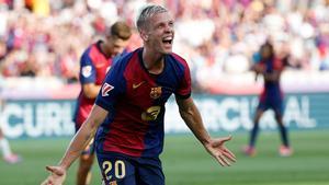 Dani Olmo volvió a marcar, esta vez en su debut como titular del Barça ante el Valladolid