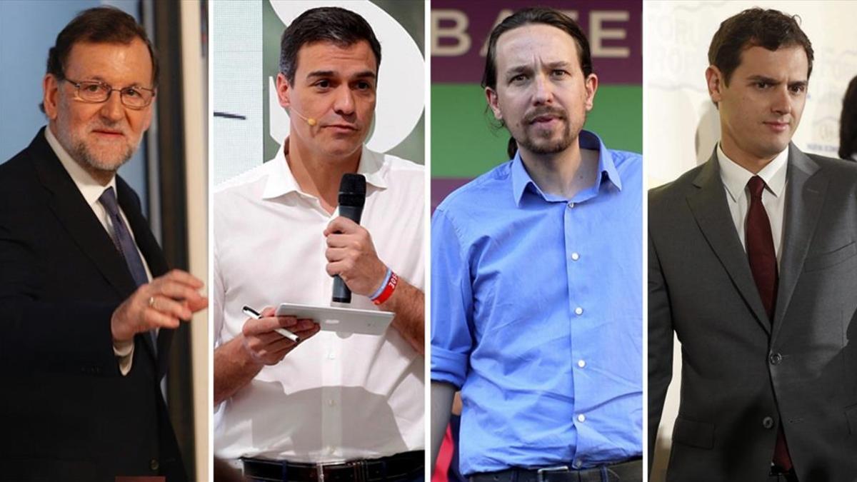 Los candidatos del 26-J Mariano Rajoy, Pedro Sánchez, Pablo Iglesias y Albert Rivera.