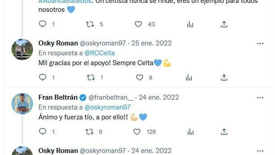 El Celta y Fran Beltrán, entre los miles de apoyos que recibió Óscar.
