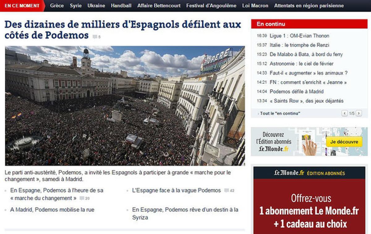 La portada de la web de ’Le Monde’.