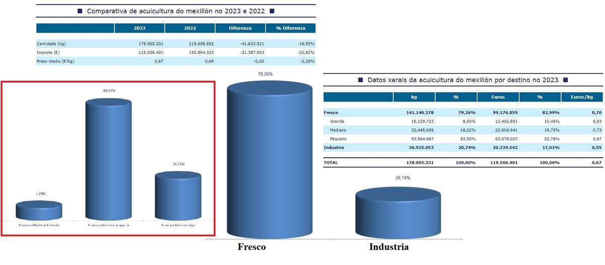 Gráficos en los que se resume la producción del año pasado.