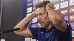 El entrenador del Atlético de Madrid, Diego Pablo Simeone, este domingo.