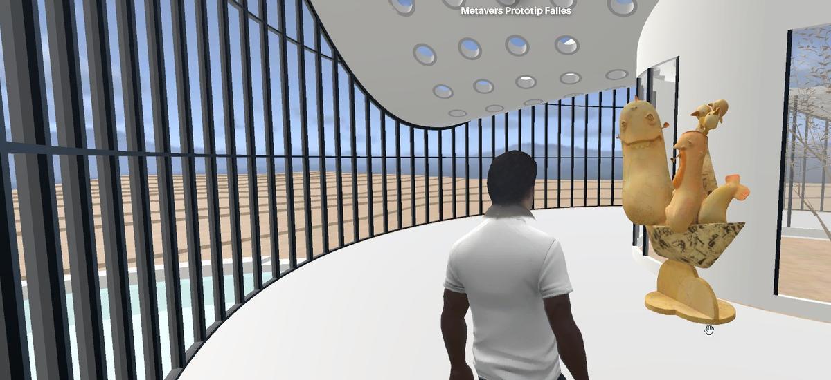 Un avatar pasea por el escenario ya creado para el Museu Faller de Xàtiva.