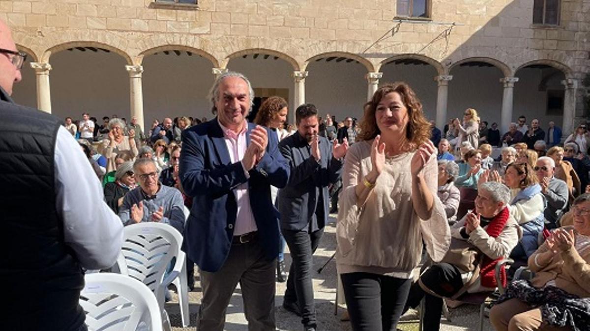 Martí March y Francina Armengol, ayer en Pollença.