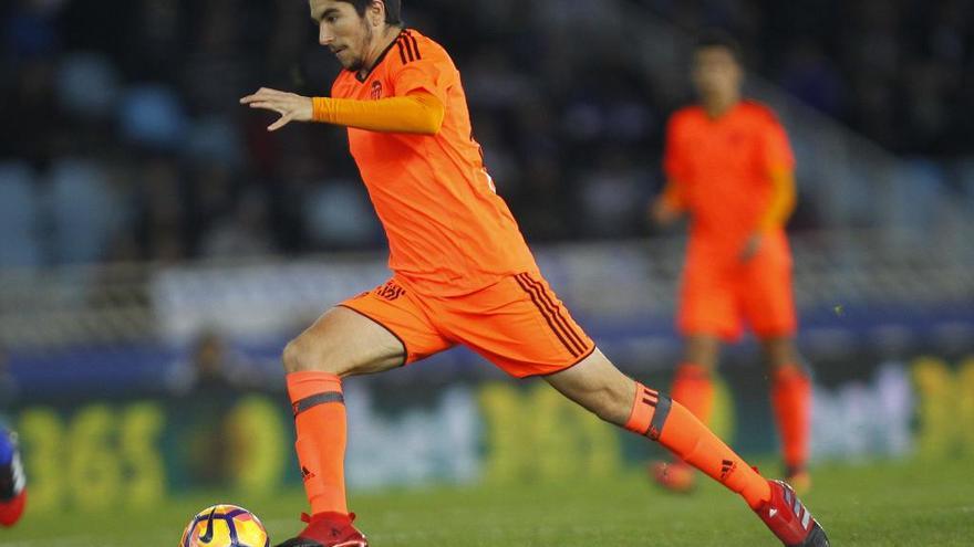 Carlos Soler, el día de su debut en Anoeta.