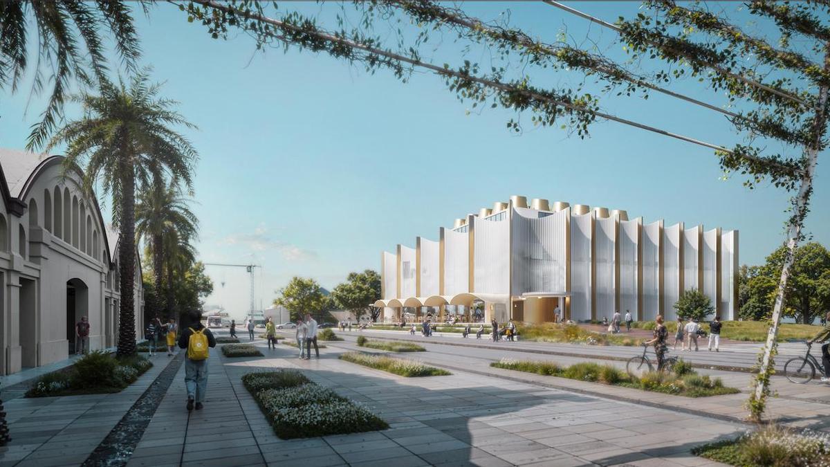 Recreación virtual del proyecto, en terrenos cedidos por la Autoridad Portuaria de València y en un entorno urbano que también se reformará.