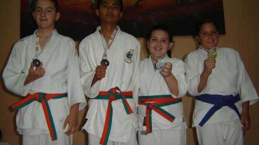 Componentes del Judo Club Torrellano con su medallas.