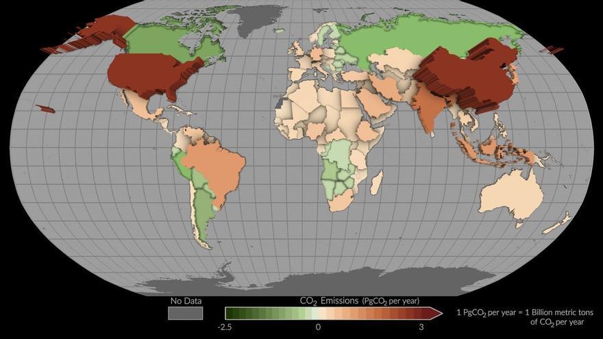 La NASA muestra los países que aumentan o reducen emisiones: ¿En qué puesto está España?