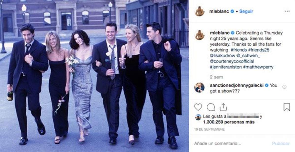 Matt LeBlanc comparte una foto de todo el reparto de 'Friends' para celebrar el 25 aniversario de la serie