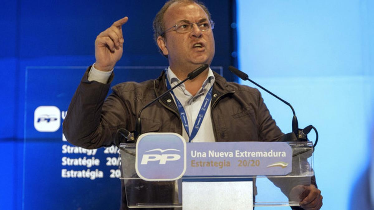 El presidente regional del PP, José Antonio Monago, durante el XII Congreso Regional de los populares extremeños