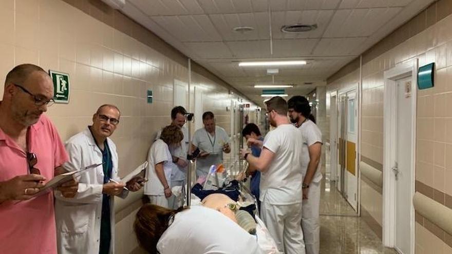 Imagen del simulacro en las consultas externas de Pediatría del Hospital Costa del Sol.