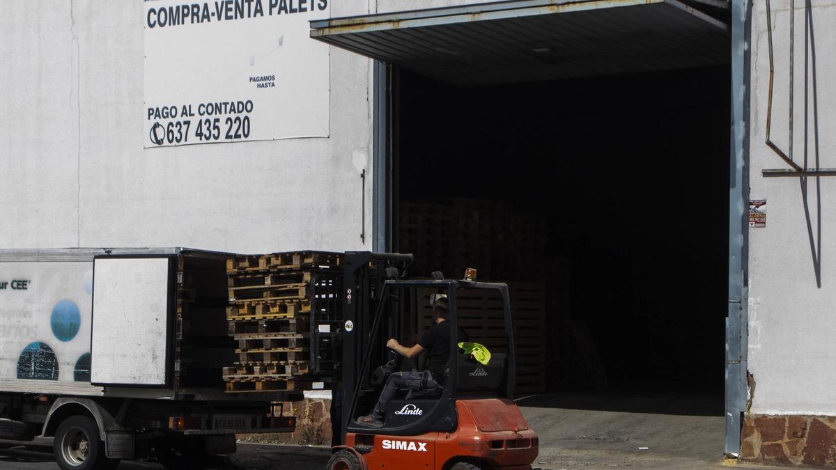 Trabajadore en una empresa del polígono Fuente del Jarro, en Paterna.