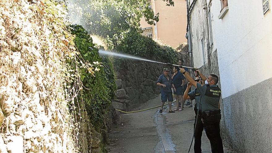 Controlan un incendio junto al casco antiguo de Aldeanueva de la Vera