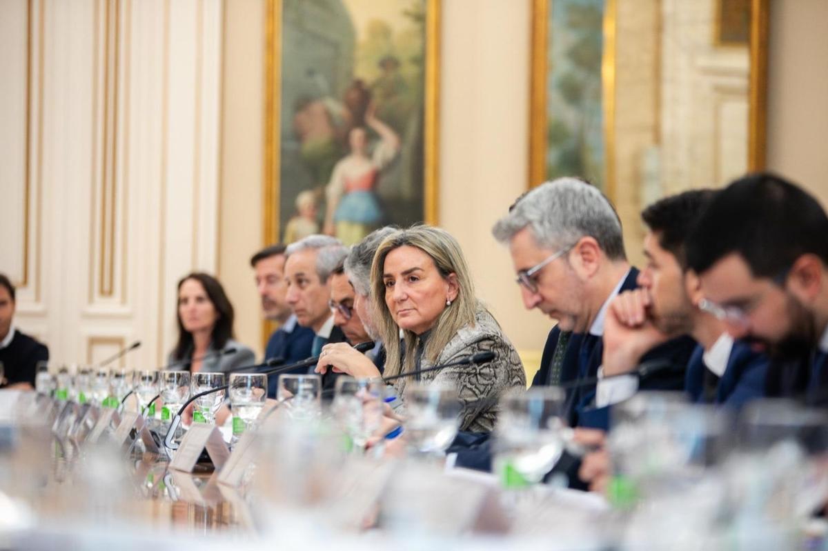 La ministra Milagros Tolón, durante la reunión de la comisión del Mundial 2030.