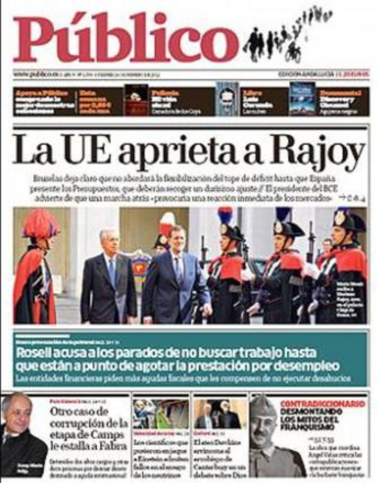 Portada de l’edició d’aquest divendres de ’Público’. Portada de l’edició d’aquest divendres de ’Público’.