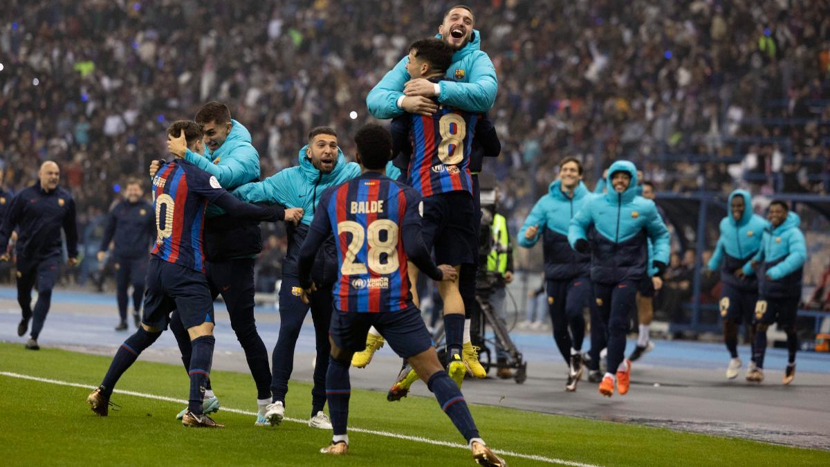 El Barça celebró por todo lo alto la Supercopa de España conquistada ante el Real Madrid en 2023