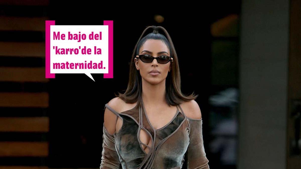 Kim Kardashian con bocadillo Me bajo del karro de la maternidad