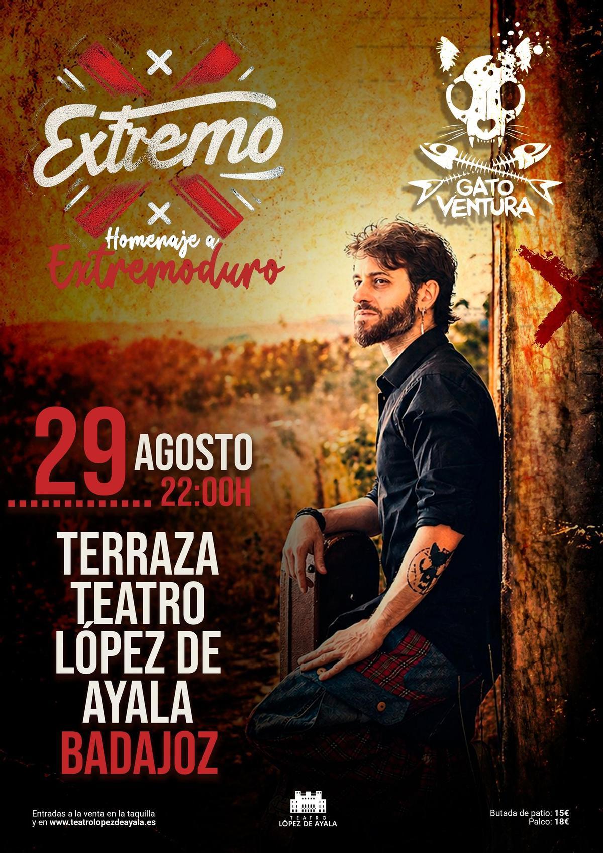 Cartel del tributo a Extremoduro en el teatro López de Ayala.
