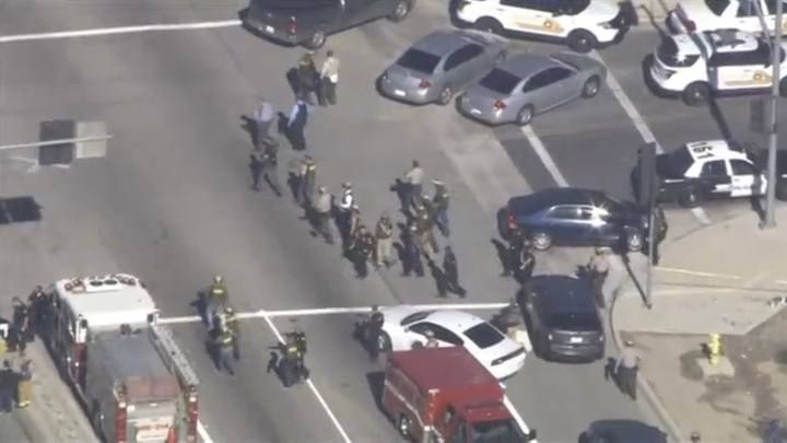 First responders at a scene of shooting in San Bernardino California