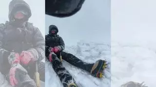 Unos montañeros de Navarra desafían la alerta roja del Moncayo para alcanzar la cima con rachas de 130 km/h: "Es una temeridad"