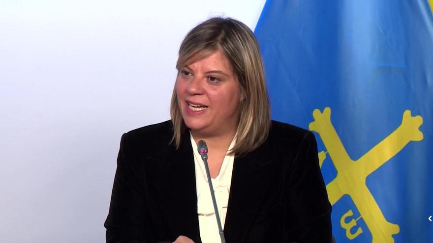 Gimena Llamedo, durante la rueda de prensa.