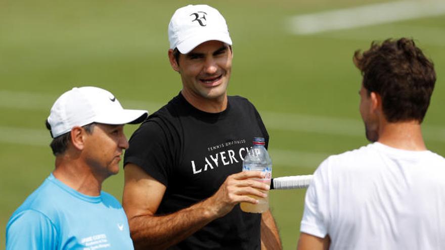 Roger Federer, en un entrenamiento en el All England Lawn Tennis and Croquet Club