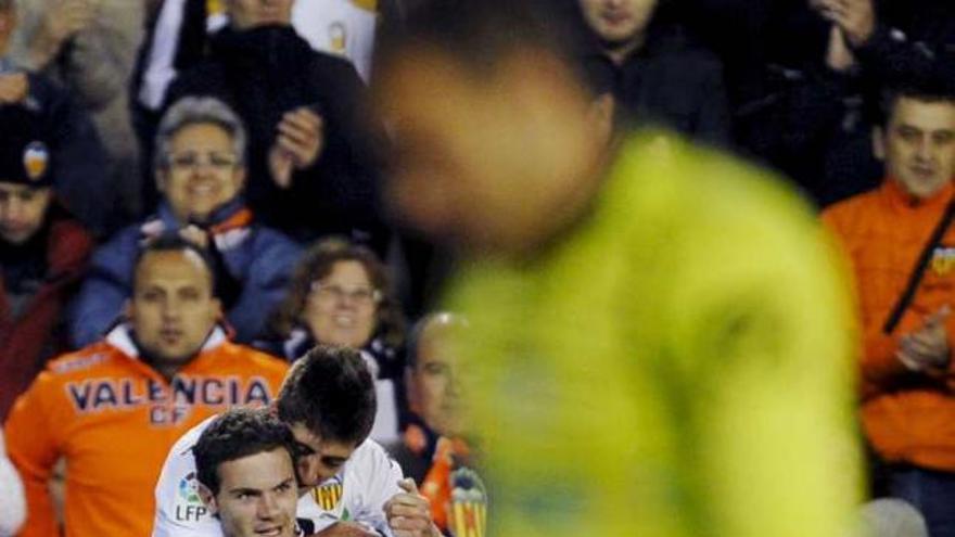 Hecho. Los valencianistas celebran uno de los goles.