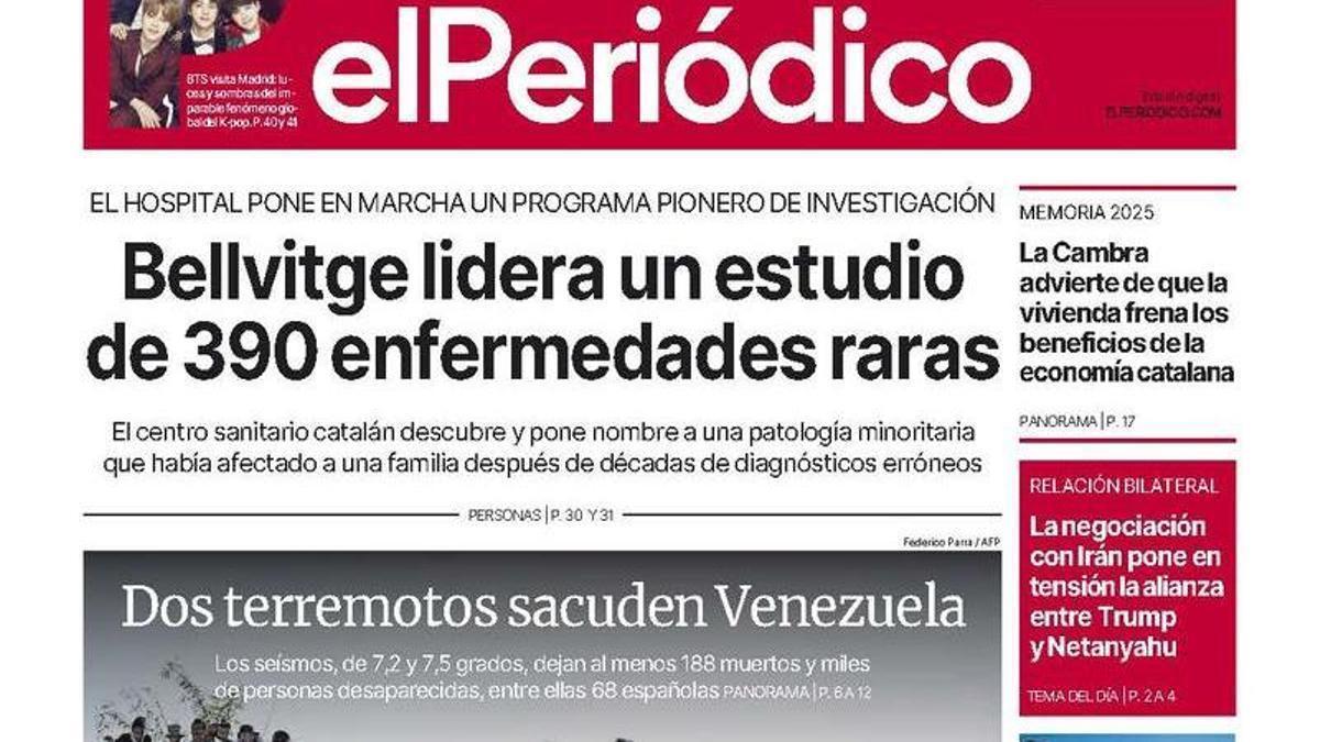 La portada de EL PERIÓDICO del 26 de junio de 2026