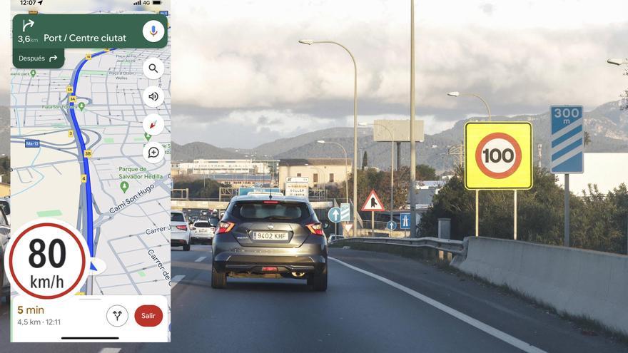 Google Maps se olvida de cambiar el límite de velocidad de la Via de Cintura de Palma a 100 kilómetros por hora