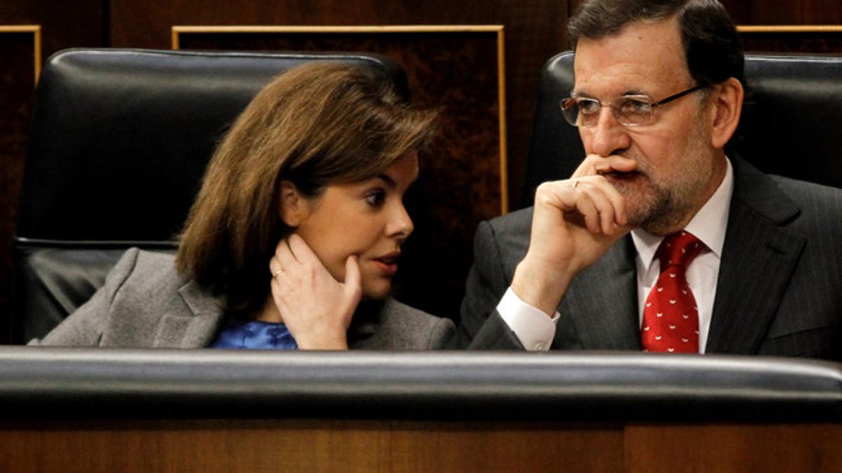 Soraya Sáenz de Santamaría y Mariano Rajoy, el miércoles en el Congreso.
