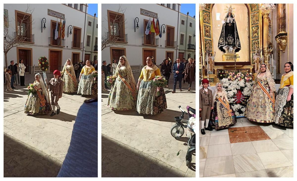 Falleros de la comisión la Dolorosa de Canals en la Ofrenda coordinada el pasado 15 de marzo.
